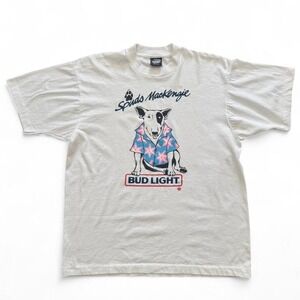 Vintag 90s Bud Light Beer Promo Spuds Mackenzie Football NFL Dog Graphic T-shirt